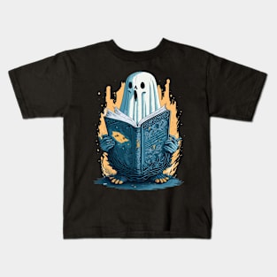 Ghost Reading Book Kids T-Shirt